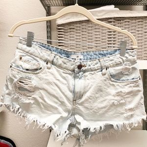 Distressed BP denim shorts